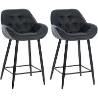 CLP Tabourets de bar Gibson (lot de 2) - revêtus de tissu, pieds en métal noirs - Gris foncé