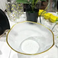 Home & Styling Home Styling Collection Szklana miska ze złotą obwódką DATURA, 21 cm, Saladier + bol, Or, Transparent