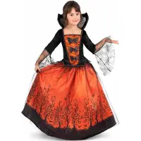 MOM Vampiress Girl Costume Orange 7-9 Years Enfants