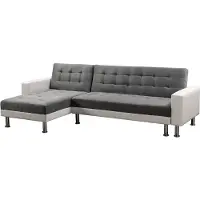 HABITAT ET JARDIN Canapé d'angle convertible et réversible "Theo" - 258 x 82/147 x 82 cm - 4 places - Blanc / Gris