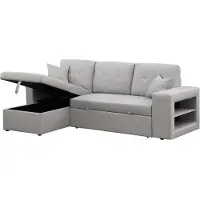 HABITAT ET JARDIN Canapé d'angle convertible/réversible "Axel" - 3 places - Gris clair