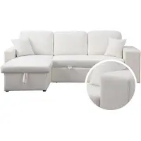 HABITAT ET JARDIN Canapé d'angle bouclettes convertible/reversible "Axel" - 3 Places - Blanc