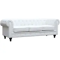 HABITAT ET JARDIN Canapé fixe Chesterfield "Aliza" - 208 x 82 x 70 cm - 3 places - Blanc