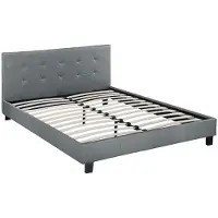 HABITAT ET JARDIN Lit double en pvc "Julia" - 140 x 190 cm - Gris