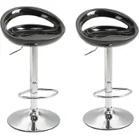 HOMCOM Lot de 2 tabourets de bar, chaises de bar réglable en hauteur, chaise haute cuisine avec dossier, repose-pieds, pivotant 360°, ABS et métal, pour salle à manger, comptoir, 46x41x76-96cm, noir