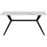 HABITAT ET JARDIN Table à manger en céramique "Boreal" - 4 à 6 personnes - 160 cm - Blanc