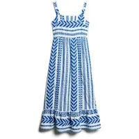 Superdry Statement Tiered Sleeveless Long Dress Bleu S Femme