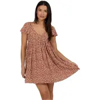 Salty Crew Mainland Short Sleeve Dress Marron S Femme