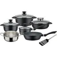 GSW Set de casseroles Gourmet Granit 10 pcs, set de cuisson, casseroles pour cuisiner