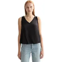 Scotch & Soda Ruffle Sleeveless V Neck T-shirt Noir 40 Femme