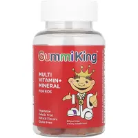 GummiKing , Multi Vitamines + Minéraux Pour Enfants, Raisin, Citron, Orange, Fraise et Cerise, 60 Gummies