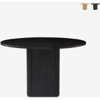 AHD Amazing Home Design Table de salle à manger 120 cm noire, ronde en bois pour la cuisine et le salon Tiwit - Noir