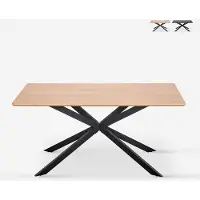AHD Amazing Home Design Table à pieds croisés 160x90 en bois et métal Shaila - Naturel
