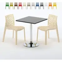 GRAND SOLEIL Noir Table carrée et 2 chaises Ensemble de mâts intérieurs en polypropylène coloré Gruvyer Mojito - Beige