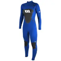 West Lotus 3/2 Mm Girl Long Sleeve Chest Zip Neoprene Suit Bleu 10 Years Fille