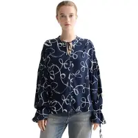 Scotch & Soda Easy Draw String Cuffs Long Sleeve Blouse Bleu 36 Femme