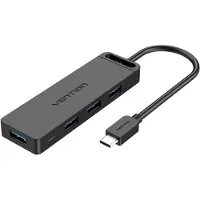 Vention TGKBB Hub, USB-C vers 4x USB 3.0, 0,15 m, noir