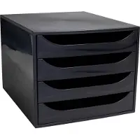 Exacompta ECOBOX boîte à tiroirs 4 tiroirs couleur framboise, A4/A4+, façade ouverte, silencieux, arrêt de sécurité