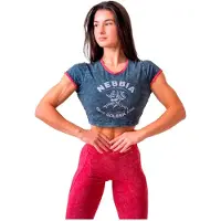 Nebbia Washed Crop Golden Age 782 Sports Top Bleu L Femme