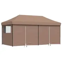vidaXL Tente de réception pliante Pop-Up avec 4 panneaux latéraux Marron