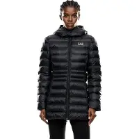 EA7 pour femme. 7W000685_AF12475 Manteau à capuche en nylon matelassé noir avec capuche rembourrée (XXS), Casuel, Polyamide
