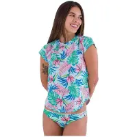Hurley Java Tropical Short Sleeve Rash Guard Multicolore S Femme