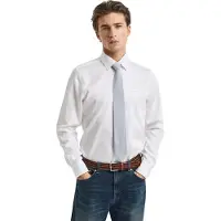 Gant pour homme. 3230300 Chemise Slim Fit en satin blanc (S), Casuel, Fête, Coton, Classique, Manche longue
