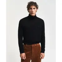 Gant pour homme. 8050207 Pull en laine mérinos extra fine avec col de cygne noir (XXL), Casuel