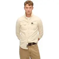 Superdry Cotton Workwear Long Sleeve Shirt Beige M Homme