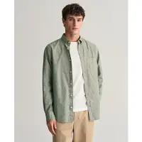 Gant pour homme. 3240100 Chemise à coupe régulière, coton et lin vert (M), Casuel, Manche longue