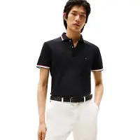 Tommy Hilfiger Cuff Interest Slim Fit Short Sleeve Polo Noir 2XL Homme