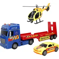 Speed&go 39051 Friction Rescue Vehicle Carrier Truck With Light And Sound 1:12 Multicolore Enfants