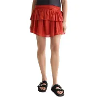 Scotch & Soda Crinkle Gauze Gathered Smocked Short Skirt Rouge M Femme