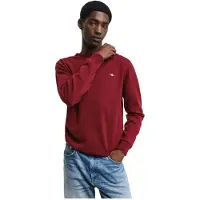 Gant pour homme. 87211 Pull en laine de mouton très fine, col rond bordeaux (S), Casuel