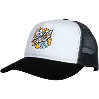 Santa Cruz Flaming Dice Dot Meshback Cap Blanc