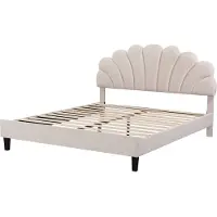 HABITAT ET JARDIN Lit coquillage en velours "Manon" - Beige - 160 x 200 cm