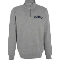 Barbour - Sweat en coton demi-zippé - Cotes Half Zip Sweatshirt Mid Grey Marl pour Homme en Coton - Taille L - Gris