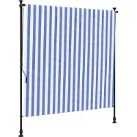 vidaXL Store extérieur bleu et blanc 150x270 cm Tissu et acier