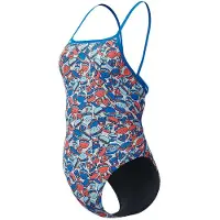 Speedo Fl Printed Web Back Swimsuit Bleu UK 32 Femme