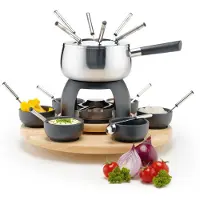 MÄSER Service à fondue, Set à fondue, Noir, Argent, Marron