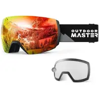 Outdoor Master Ultra Ski Goggles Noir,Gris Red-Pink Lens+Clear Lens/CAT0