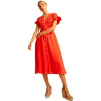 & Me Sharon Short Sleeve Midi Dress Orange 42 Femme