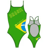 Turbo Brazil Thin Strap Swimsuit Vert 5-6 Years Fille