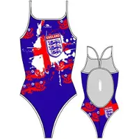 Turbo England Shield Thin Strap Swimsuit Bleu 9-10 Years Fille