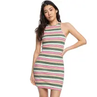 Roxy Back To Beautif Sleeveless Short Dress Rose M Femme