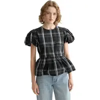 Scotch & Soda Cap Taffeta Peplum Short Sleeve Blouse Noir 38 Femme