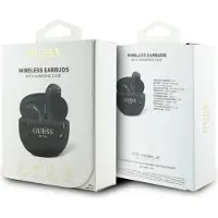 GUESS Tws Glossy Effect Egg Shape Printed Classic Logo Headphones Black (casque à effet brillant en forme d'œuf imprimé avec logo classique)