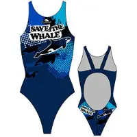 Turbo Save The Whale Pro Resist Swimsuit Bleu 7-8 Years Fille