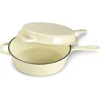 Echtwerk Set de casserole et poêle en fonte 2 en 1 (crème) -