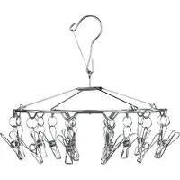 Wenko Séchoir à linge en acier inoxydable avec pinces à linge - 27 x 27 x 26 cm - Argent